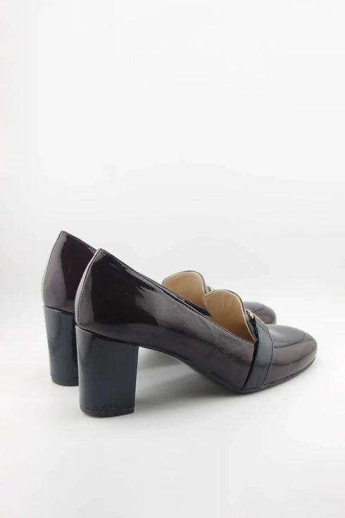 DFC Relax Buckled High-Shine Block Heel Loafer